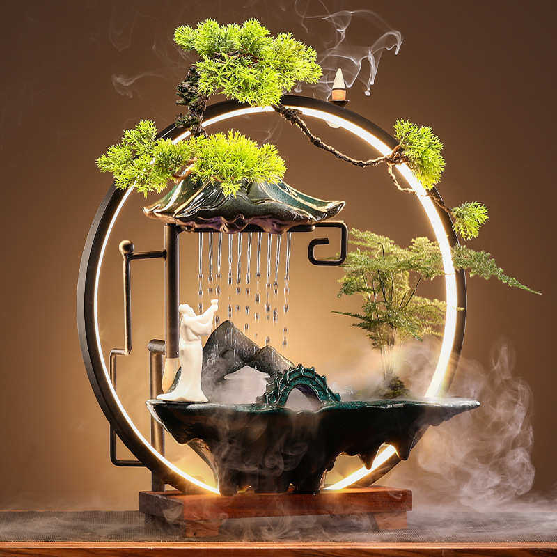新中式招财流水摆件家居客厅桌面办公室循环水加湿器装饰开业礼品 - d[s252484366]出品