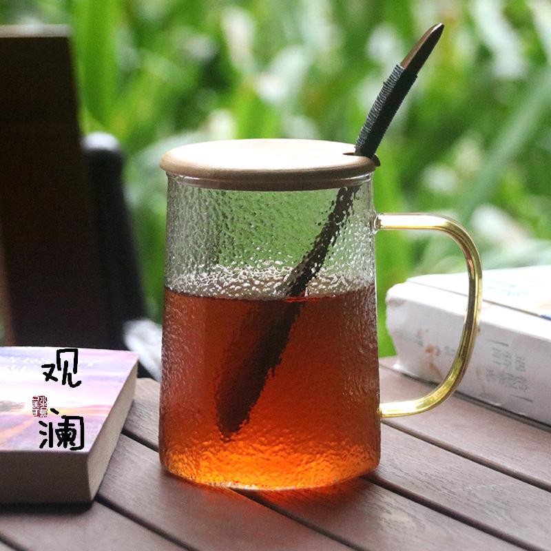 大容量玻璃杯带把手过滤泡茶杯男女办公室喝水杯家用耐高温牛奶杯