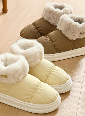 包跟厚底棉拖鞋女冬季新款防水外穿毛绒领保暖室内家居防滑雪地靴