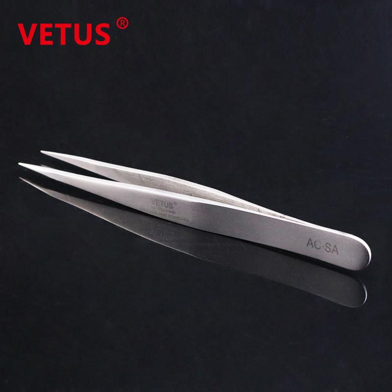 VETUS镊子 特加硬加厚精密防磁耐酸碱不锈钢尖头镊子 AC-SA