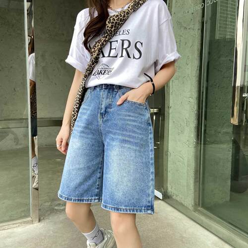 High Waist A- Shed Denim Shorts Women