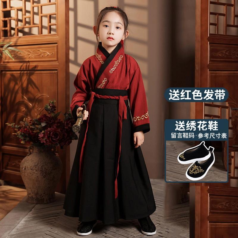 正品元旦童花木兰古汉服女童男服童霸气演出中国风女侠儿装女孩国
