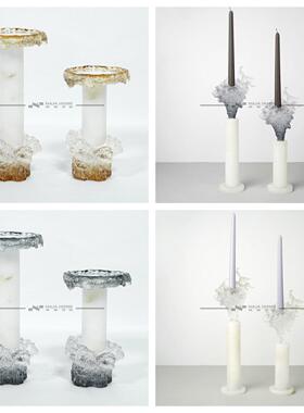 纳伽现代样板间软装客厅茶几餐桌天然云石烛台摆件装饰大理石蜡烛