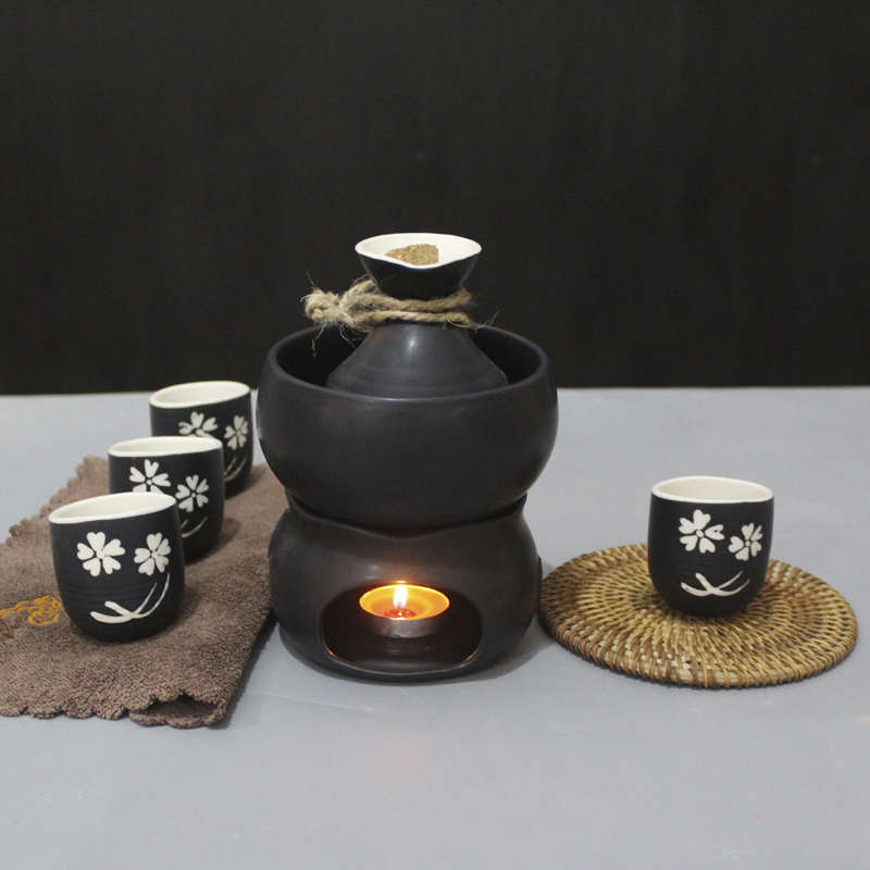 陶瓷温酒器烫酒壶煮酒烛台加热暖酒器分酒器黄酒白酒盅杯酒具套装