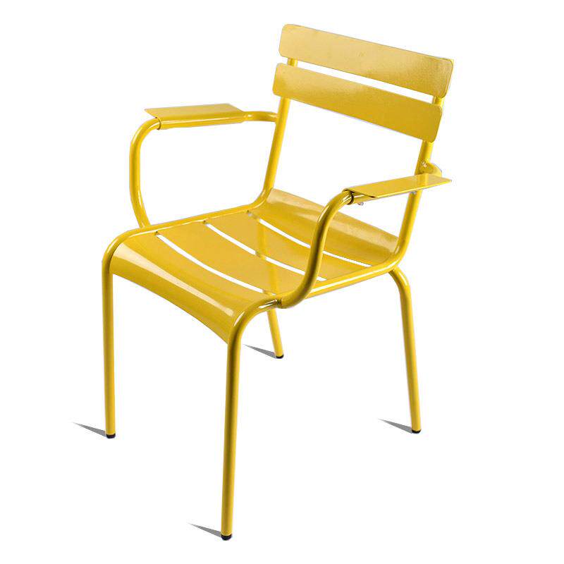 厂家直销户外休闲电泳防锈铁艺桌椅 露天室内轻奢扶手靠背餐桌椅