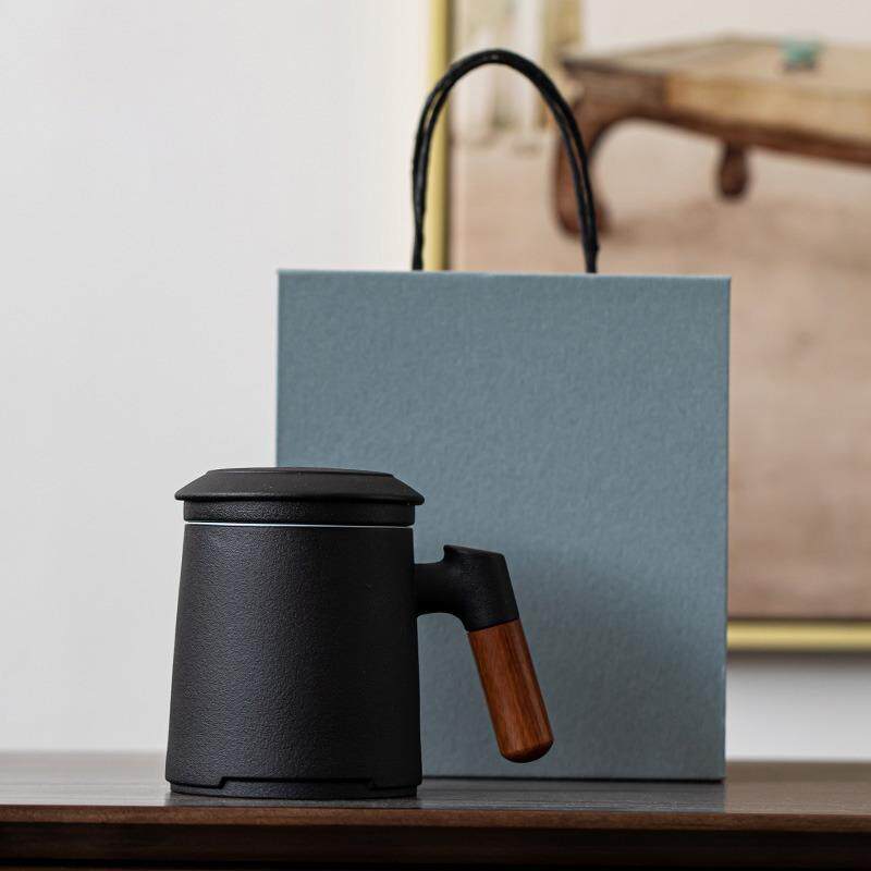 泡茶杯茶水分离陶瓷办公室带盖子过滤个人专用茶道杯子刻字logo茶
