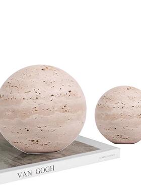 现代简约创意半圆大理石摆件样板房售楼处桌面软装饰品工艺品