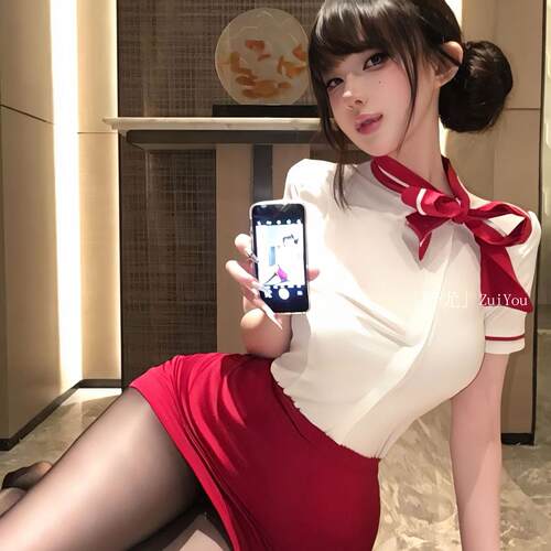 醉尤*御姐风性感cos空姐套装情调OL秘书制服包臀短裙qqny约会战袍