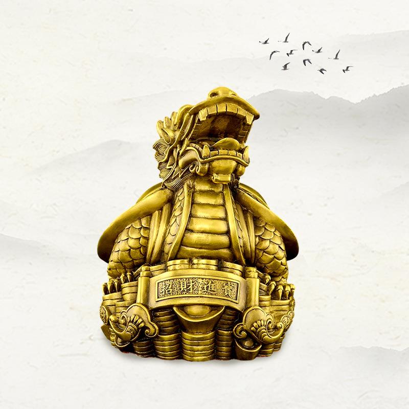 新款直销纯铜八卦金钱龙龟办公室客厅黄铜龙头龟摆件霸下工艺品