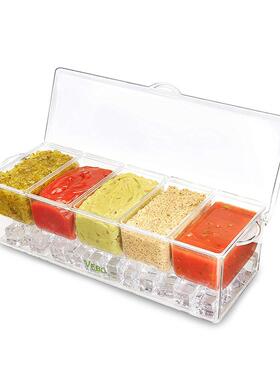 塑料FST家用调味盒罐糖品罐厨房用料调盒五格一盐体调味瓶子