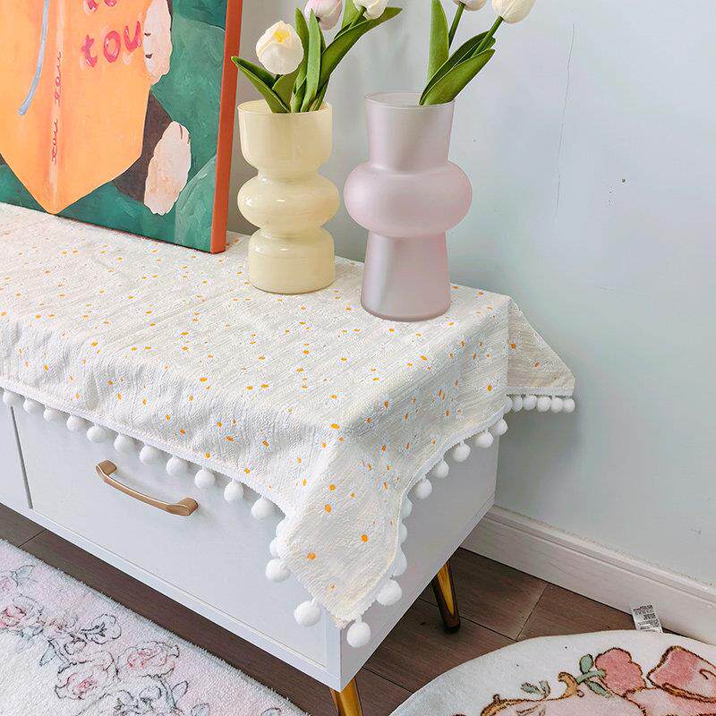 奶油风洗衣机布盖巾小雏菊茶几桌布电视柜台面保护垫鞋柜防晒盖布