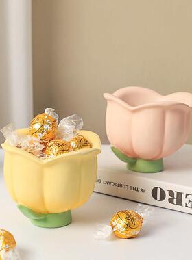 花朵桌面收纳盒整理盒小夜灯卧室睡眠灯装饰品摆件简约现代创意