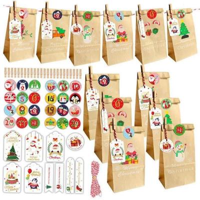 Christmas gift bag calendar Kraft paper gift bag packing bag