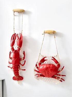 地中海风格海鲜模型彷真龙虾螃蟹假大小闸蟹店面装饰饭厅挂件摆件