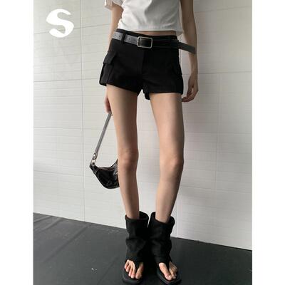 Sleep at 11 夏日韩系辣妹低腰丰胯西装短裤黑色卡其色工装短裤女