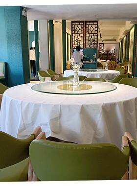 2.2米饭店白色透明印花一次性餐桌布 加厚加大台布塑料圆桌布家用