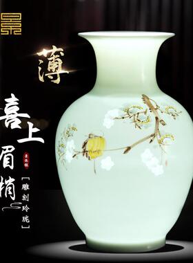 景德镇陶瓷花瓶新中式古典薄胎手绘插花瓷瓶客厅玄关瓷器摆件礼盒