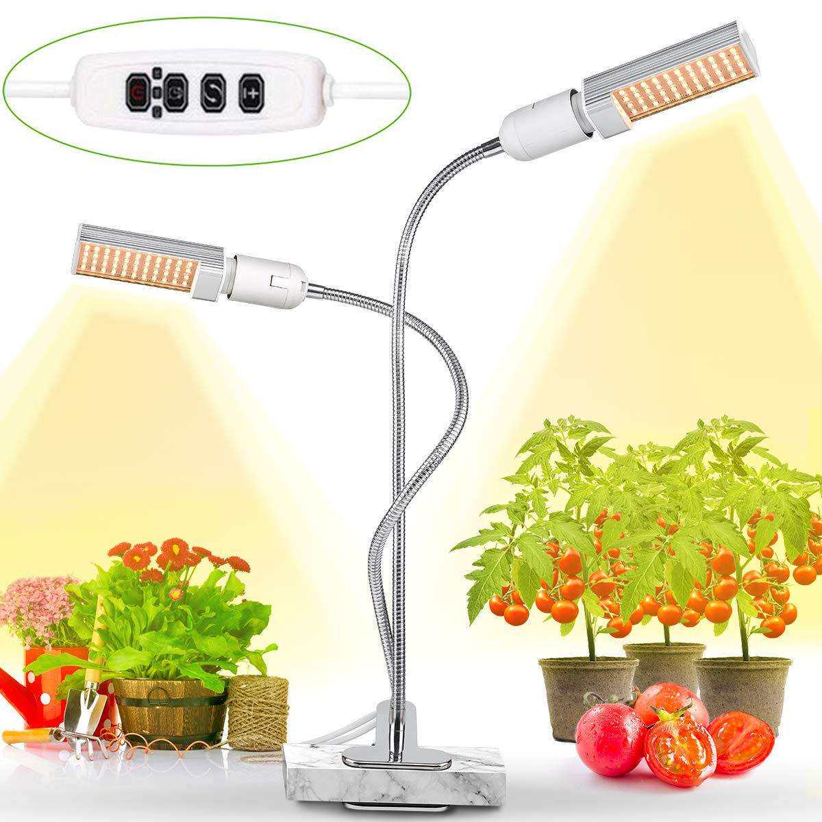 led植物灯夹子循环定时E27玉米室内头双头补光灯横插植物生长灯