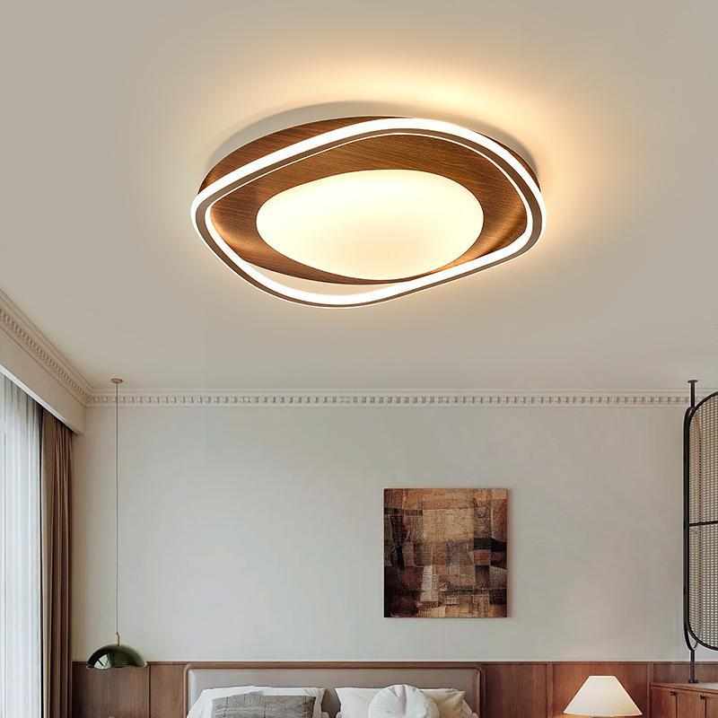 主卧室创意侘个性胡桃感灯现代间高级木纹北欧寂卧房简约风吸顶灯