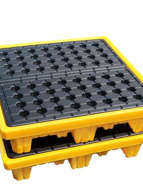 防渗漏托盘危废化学品四桶双桶一体液体黄色防泄吨桶防泄露托盘