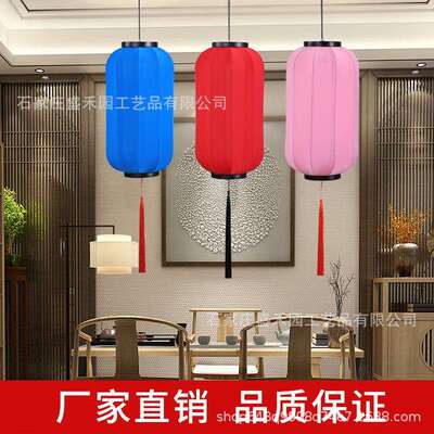 新中式灯布艺吊灯彩婚礼路引火锅店景区中色秋LJE中国红风长形冬