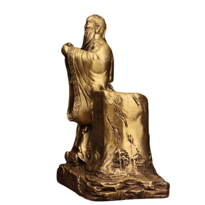 送装饰品书房教师孔子家居礼品教师节摆件笔筒黄铜工艺品办公室