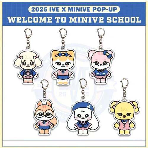 IVE MINIVE 首尔快闪店校园版卡通形象 钥匙扣挂件 芙 张元