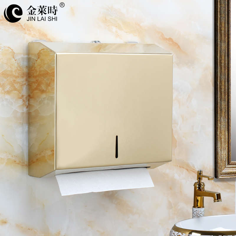 钛金卫生间不锈钢大卷纸架厕纸架大卷纸盒大盘纸巾盒方形纸巾盒