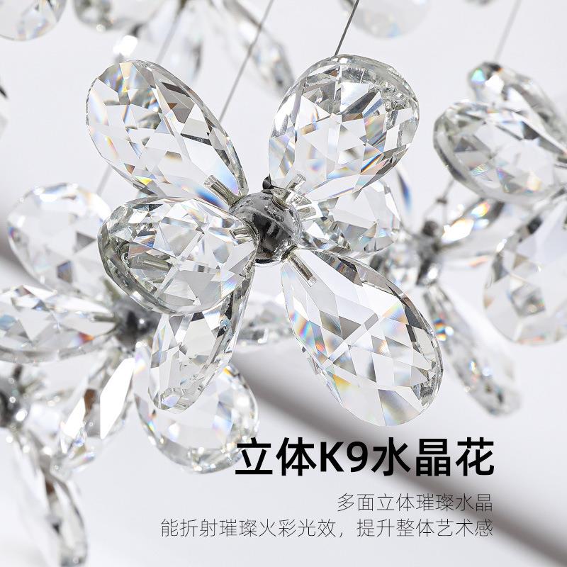 法式轻奢客厅水晶吸顶灯别墅复式楼中空球形饭厅楼梯吊线灯具