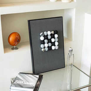 简约现代黑白灰立体球体装饰画潮流艺术高级感工作室样板间挂画