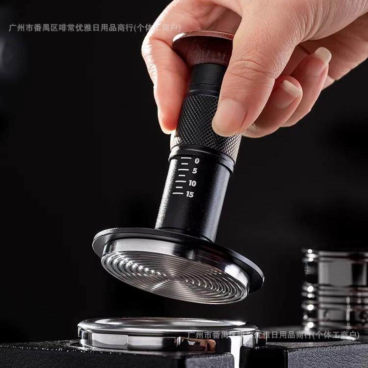 带刻度压粉器咖啡机冲击粉锤螺纹底恒定压力弹力压粉锤51/53/58mm