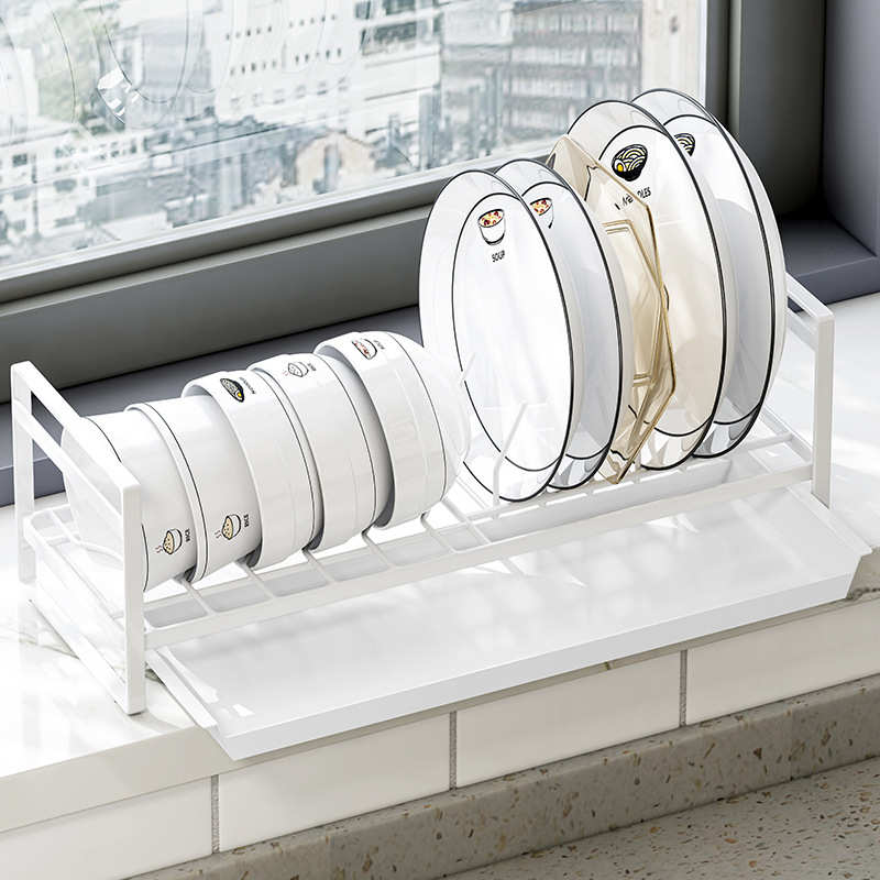 御仕家源头工厂 厨房窗台窄款碗碟沥水架免安装收纳架单层小型置