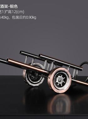 高档复古怀铁艺车酒架摆件旧欧式创意家居电柜酒柜视桌面装饰品红