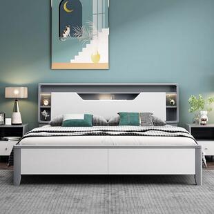 北欧白色全实木多功能收纳双人婚床1.8m现代简约主卧储物轻奢单床