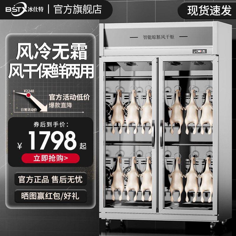 冰仕特商用智能晾鸭柜烧鹅烧腊烘干机晾胚凉烤鸭风干柜风冷吹鸭柜