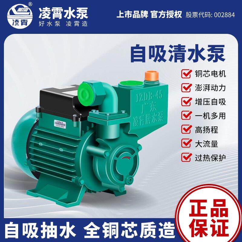 广东凌霄750W自吸清水泵 铸铁电动抽水机0.75KW 蓝海铝芯抽水泵