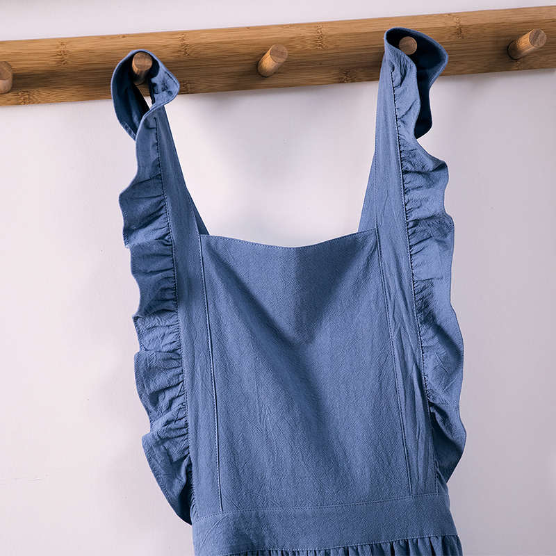 ¢法式围裙女厨房家用荷叶花边罩群定 制logo工作服幼师加大罩