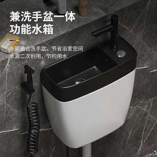 蹲坑厕所大冲力 MEIYE家用卫生间蹲便器全陶瓷带洗手盆节能冲水箱