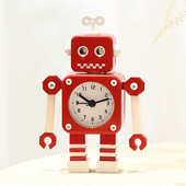 学生女孩金属儿童创意男孩卧室客厅机器人变形闹钟可爱闹钟用卡通