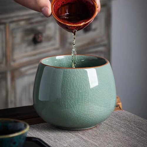 功夫茶哥窑复古茶杯收纳整套茶具