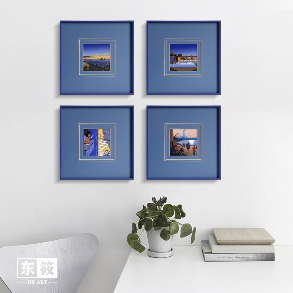 东筱ART蓝色相框巴胺风客厅风多N23DX092装饰画克莱因色系挂画格