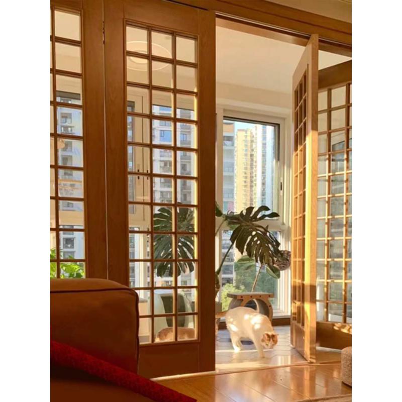 实木折叠门日式格子门厨房推拉门移门阳台门卫生间门玻璃门隔断门