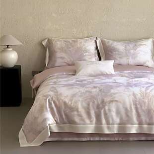 美式 复古乡村风自然花卷超细旦冷凝兰精天丝四件套丝滑裸睡级床品