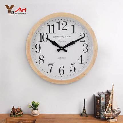 简约实木钟表客厅创意艺术挂钟工厂木质wallclock表壁挂式