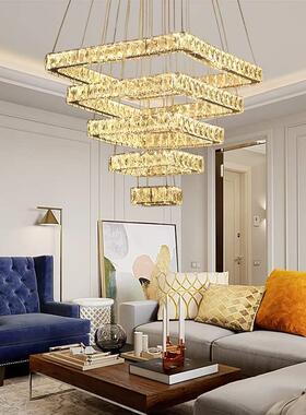 现代简约创意方厅形挑TJD高客墅吊灯小户型别水晶餐厅吧灯台服装