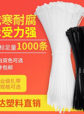 帝义永达自锁式尼龙扎带3*100-8*500固定塑料捆扎线带卡扣大号黑/白色