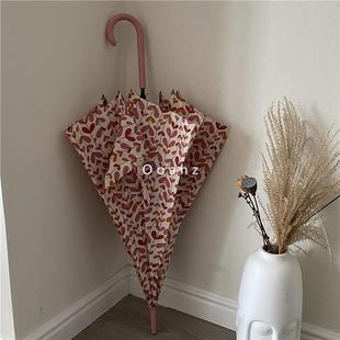 适合拍 新款 原素三堇i色ns长柄雨伞 敲美奶昔粉 直杆 风o照oahz