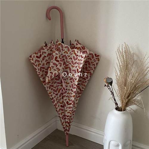 正品oo雨ah粉z 敲美奶昔 原素三色堇ins伞风长柄伞 适合拍照的直