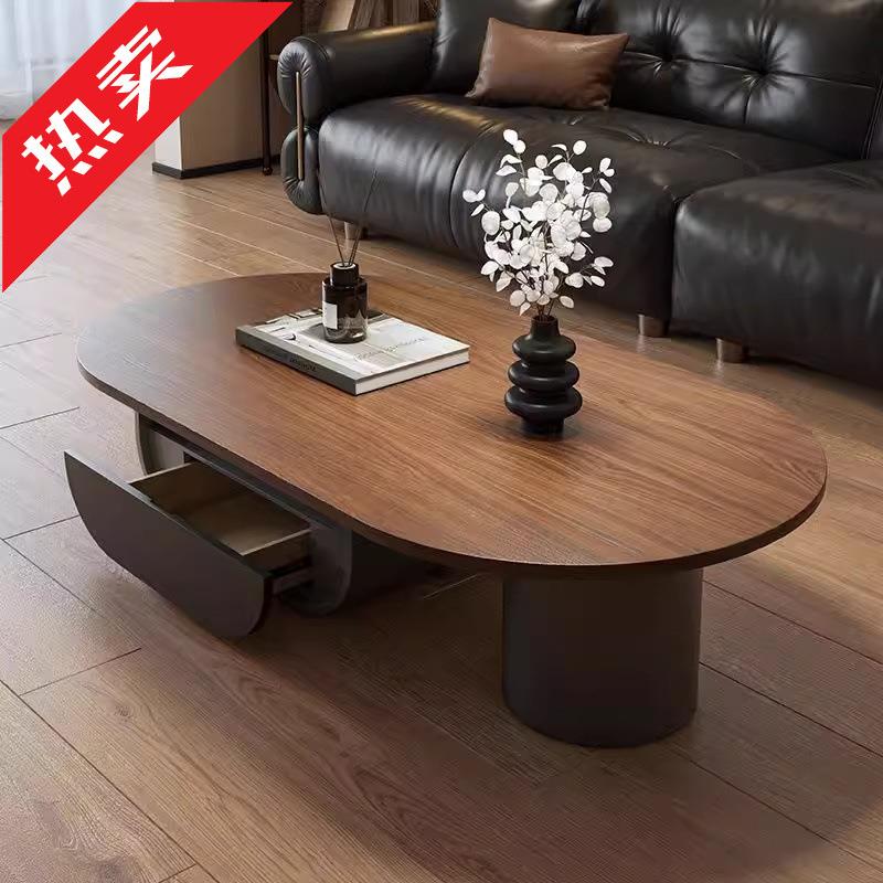 ir法式古风设计师实木茶几客厅家用高级感轻奢复古胡桃木茶桌小户