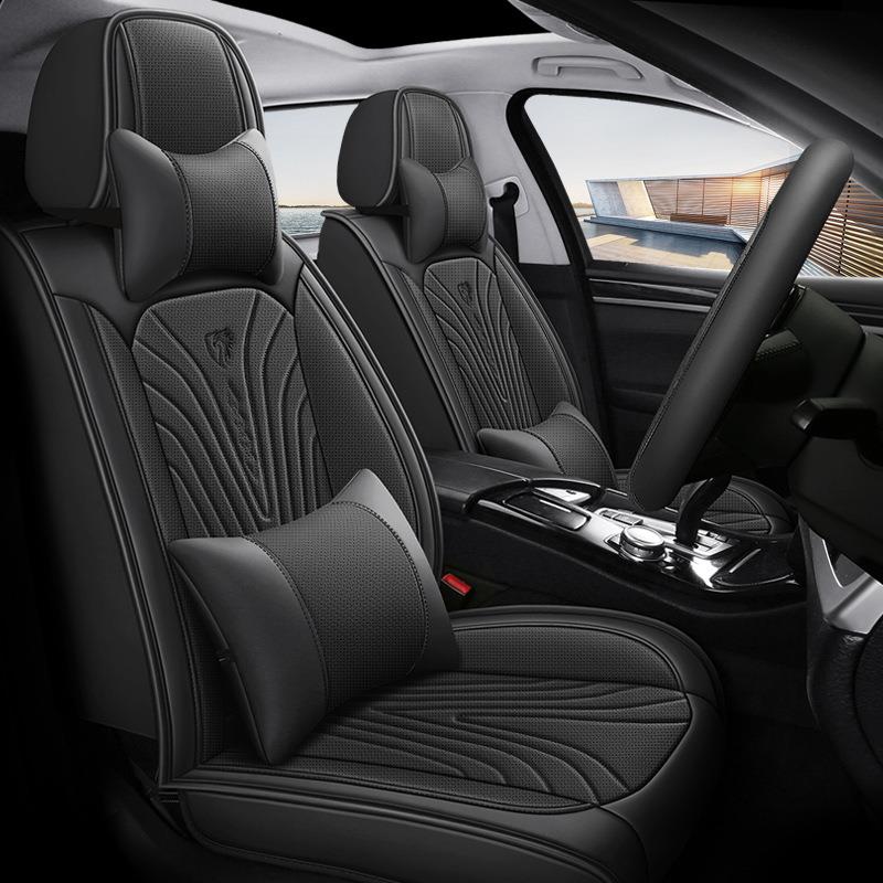 四座季通用IQV车坐垫全包围套打座孔透气纳帕皮椅套汽专用春夏车